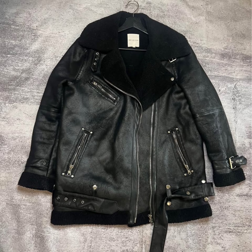 Avec Les Filles Black Leather Jacket Faux
